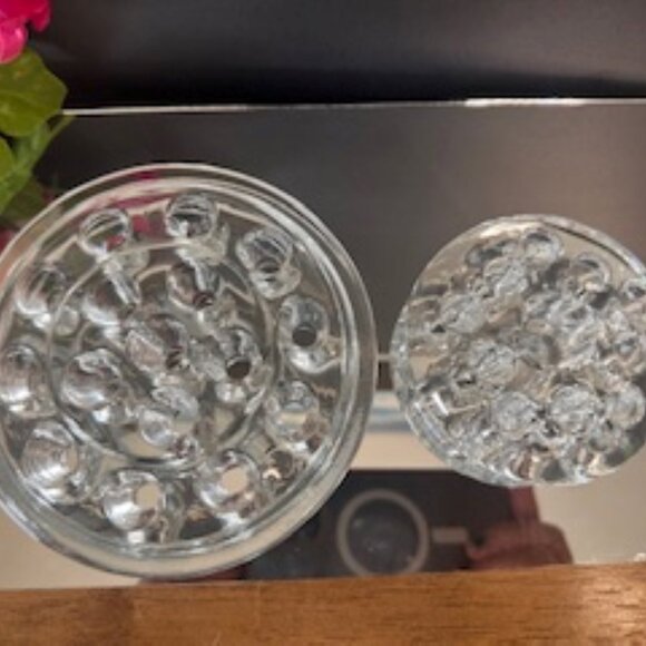 Vintage Clear Glass Flower Frogs – Round Floral‎ Arrangement Holders - Picture 4 of 4
